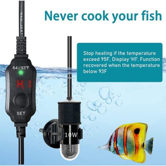 Diving aquarium heater, external temperature controller