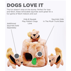 Outward Hound Hide-A-Squirrel and Puzzle Plush Squeaking Toys for Dogs