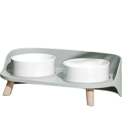 Moon Half Double Bowl Anti Porcelain Cat Food Water Bowl Elevated Ceramic Pet Bowls Feeders